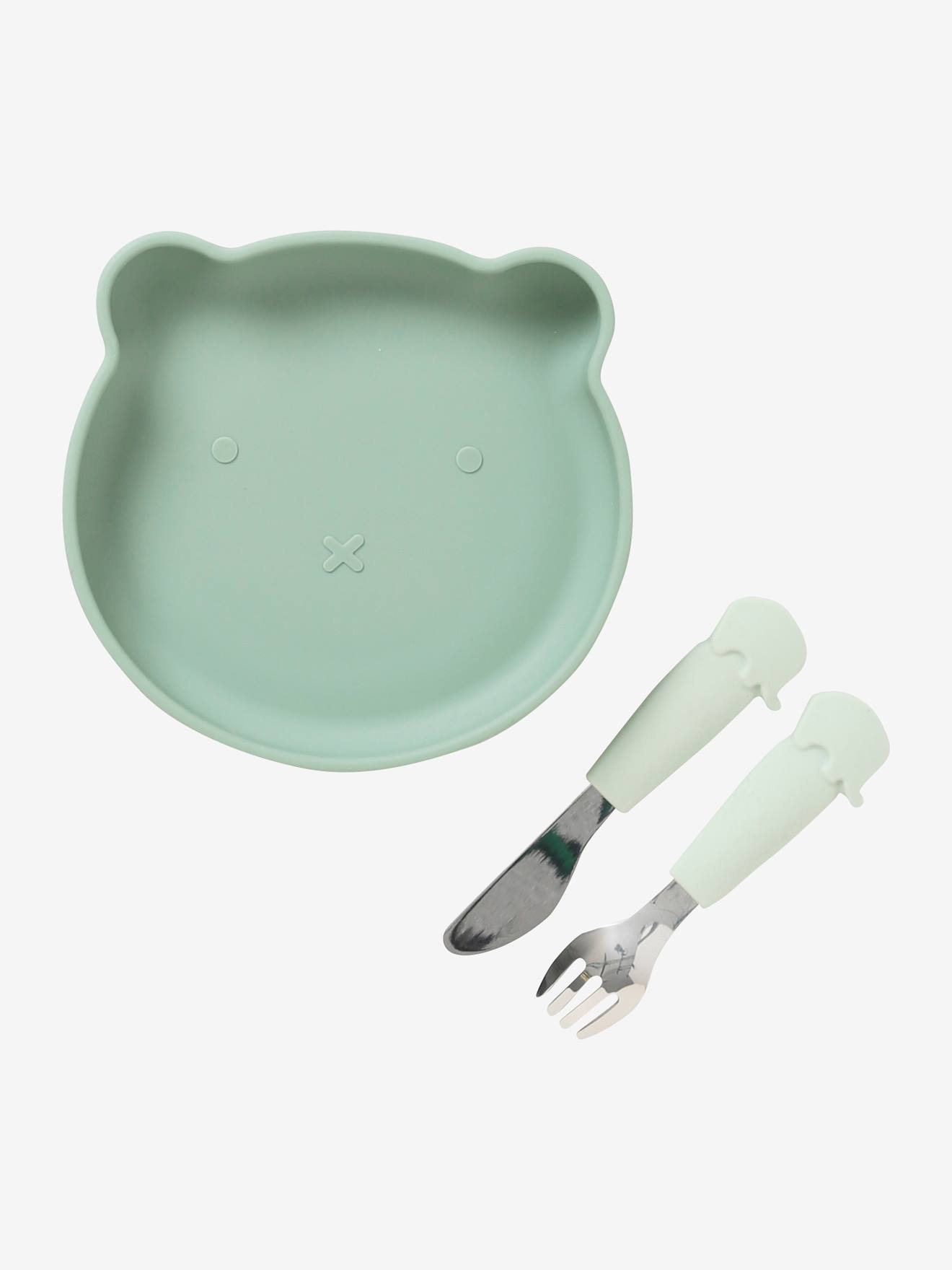Conjunto de alimentos de silicone Urso marrom claro liso