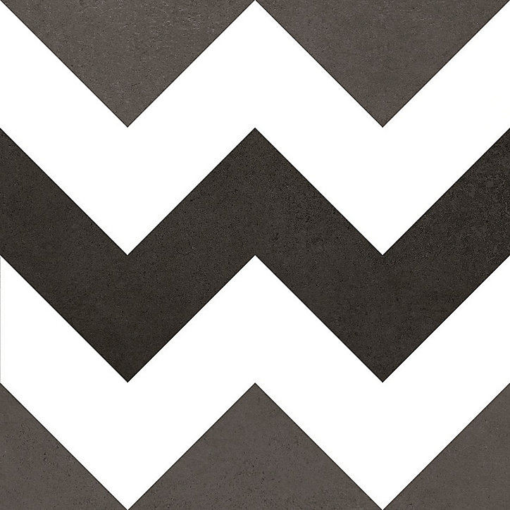 Carrelage sol et mur intérieur Glamour effet carreau de ciment décor noir L. 20 x l. 20 cm x Ep. 7,4 mm