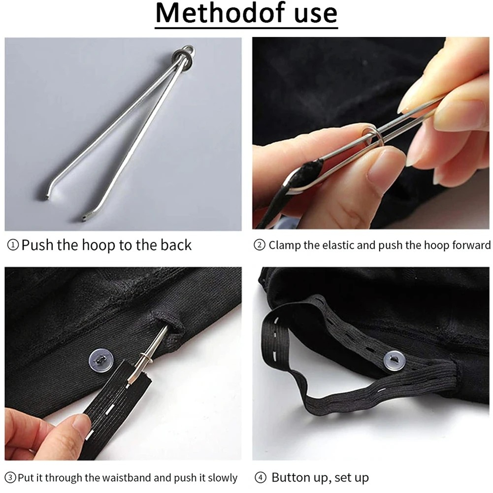 (8cm) Edelstahl Einfädelhilfe Mercerie Hilfsmittel Bandstanze Nadel Gürtel Saum Einfädler für Gummiband / Reissverschluss - Silber