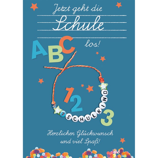 Schulanfangskarte - Armband - blau