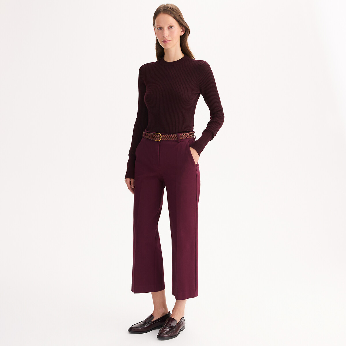 ANNE WEYBURN<br>Calça reta de comprimento 7/8, algodão elástico