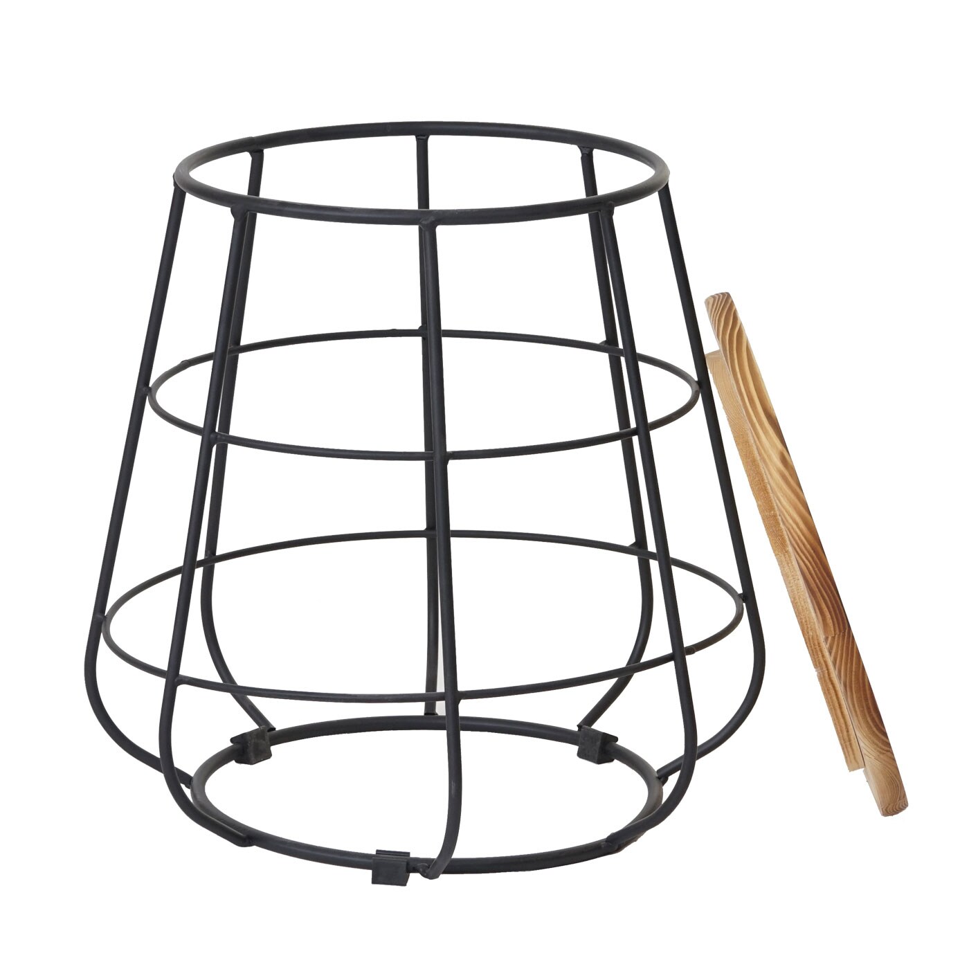 Sitzhocker mit Stauraum MCW-A80, Hocker Aufbewahrung, Industriedesign Echtholz Ø35cm