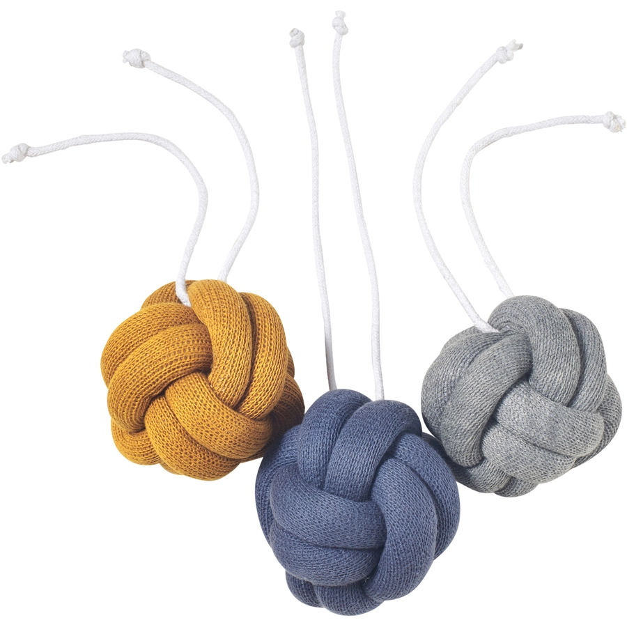Nordic Coast Company Baby Gym Knoten Set, Blau-Grau-Curry Gelb