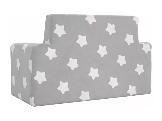 Canapé pour enfants à 2 places Gris clair étoiles Peluche douce
