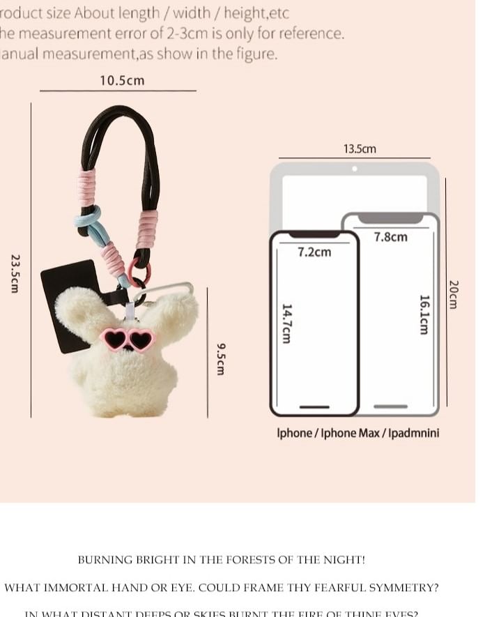 Bohod - Konijn pluche telefoonriem met lanyardpad
