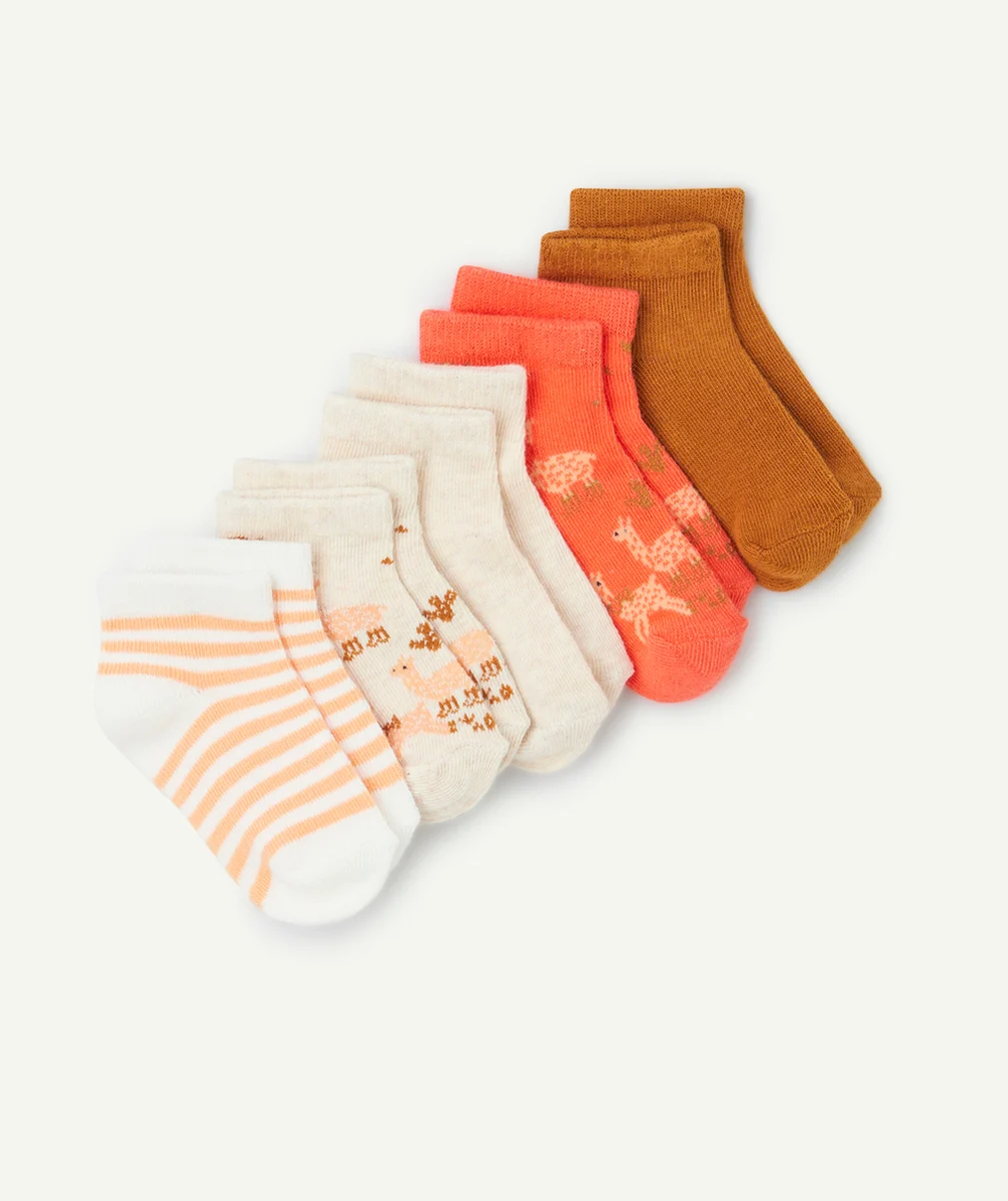 lot de 5 paires de socquettes bébé garçon marron écru et orange
