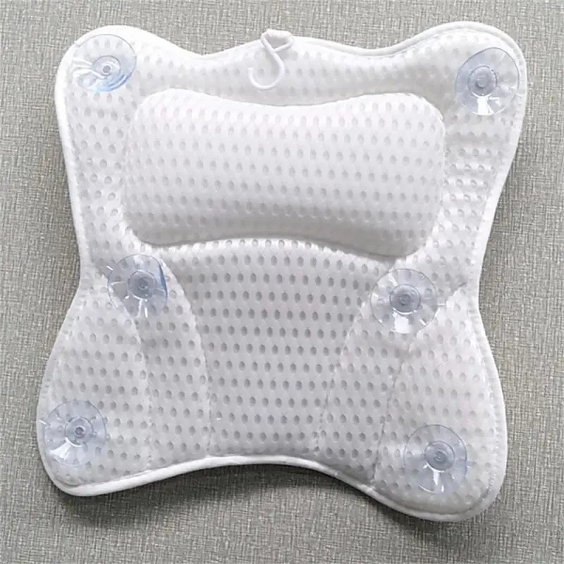(40x40cm) Badewannen Kissen Nackenkissen Schmetterling Form AirMesh-Technologie mit 6 Saugnäpfen - Weiss