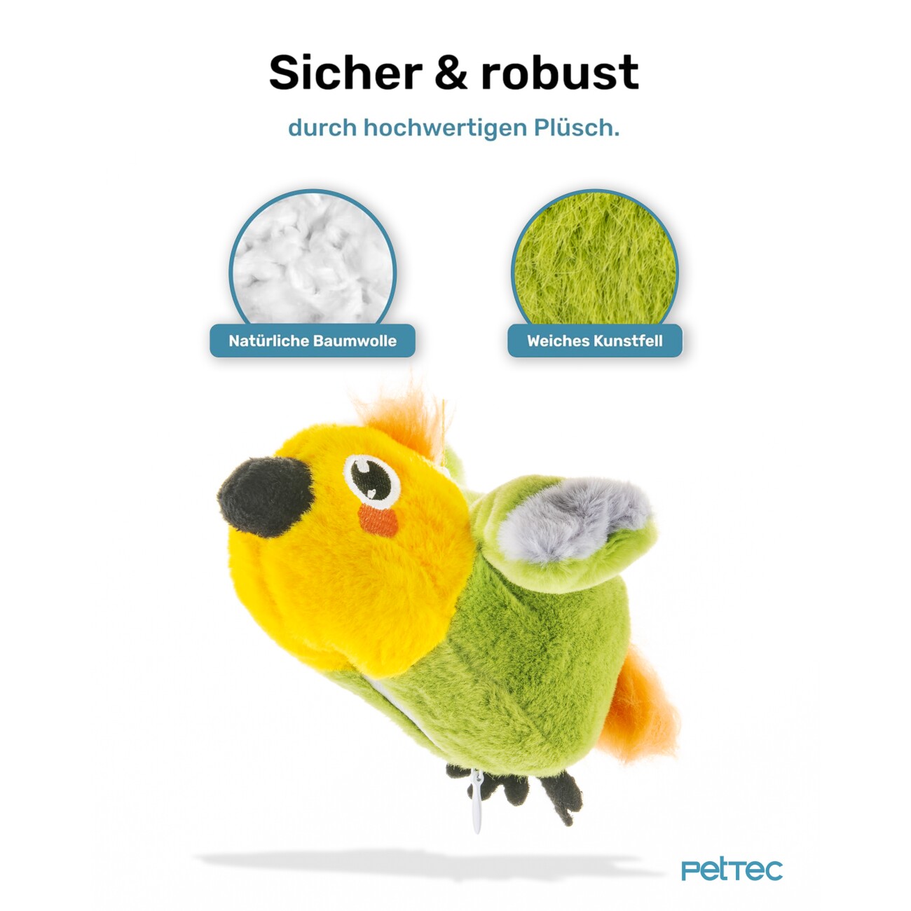 PetTec interaktives Plüschtier für Katzen - Papagei