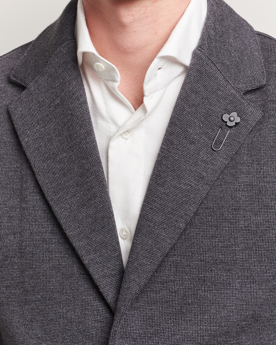 Lardini Knitted Wool Blazer Dark Grey