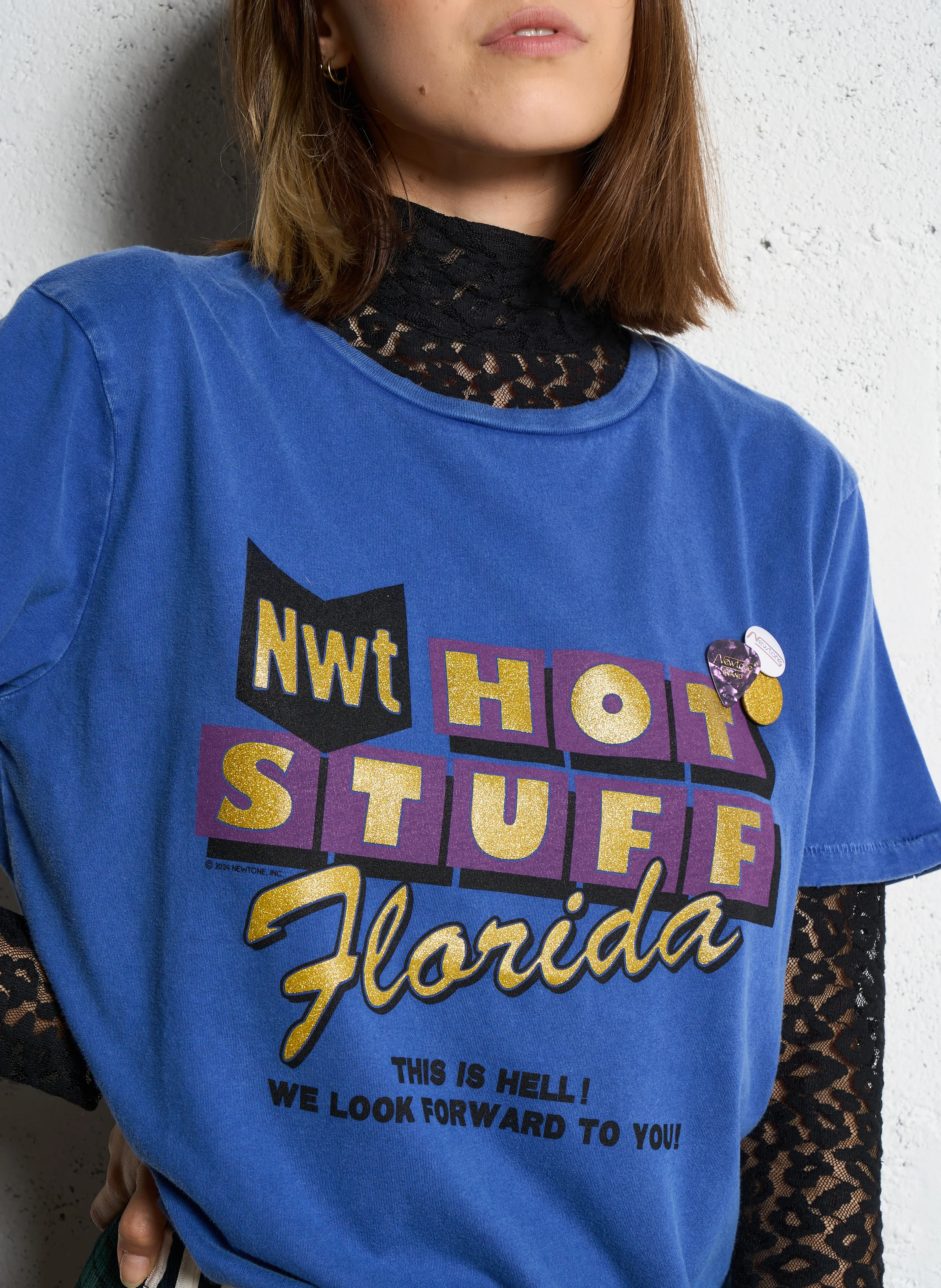 STARLIGHT STUFF - Tee-shirt droit col rond sérigraphié en coton | Bleu