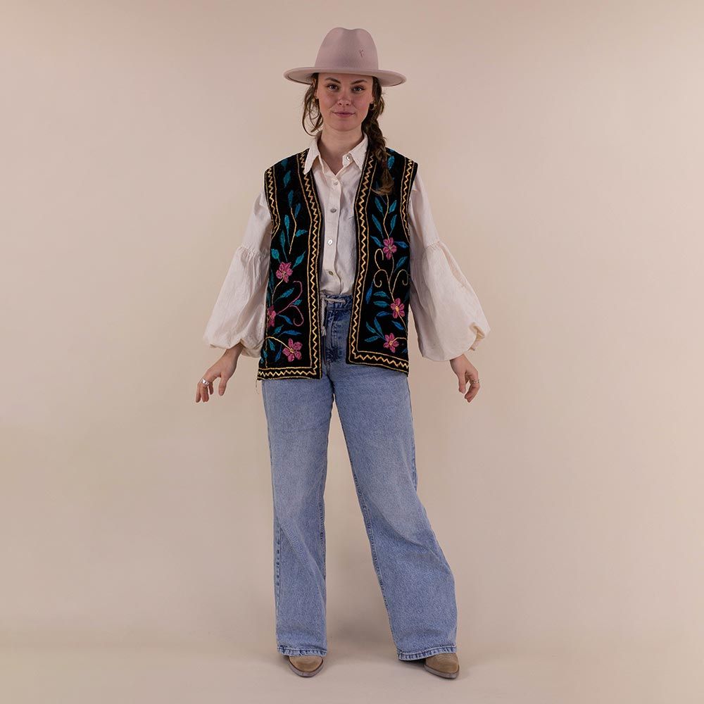 Moonrise Afghan velvet gilet Leila floral