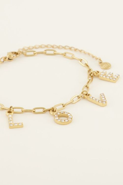 Armband met love letters & strass