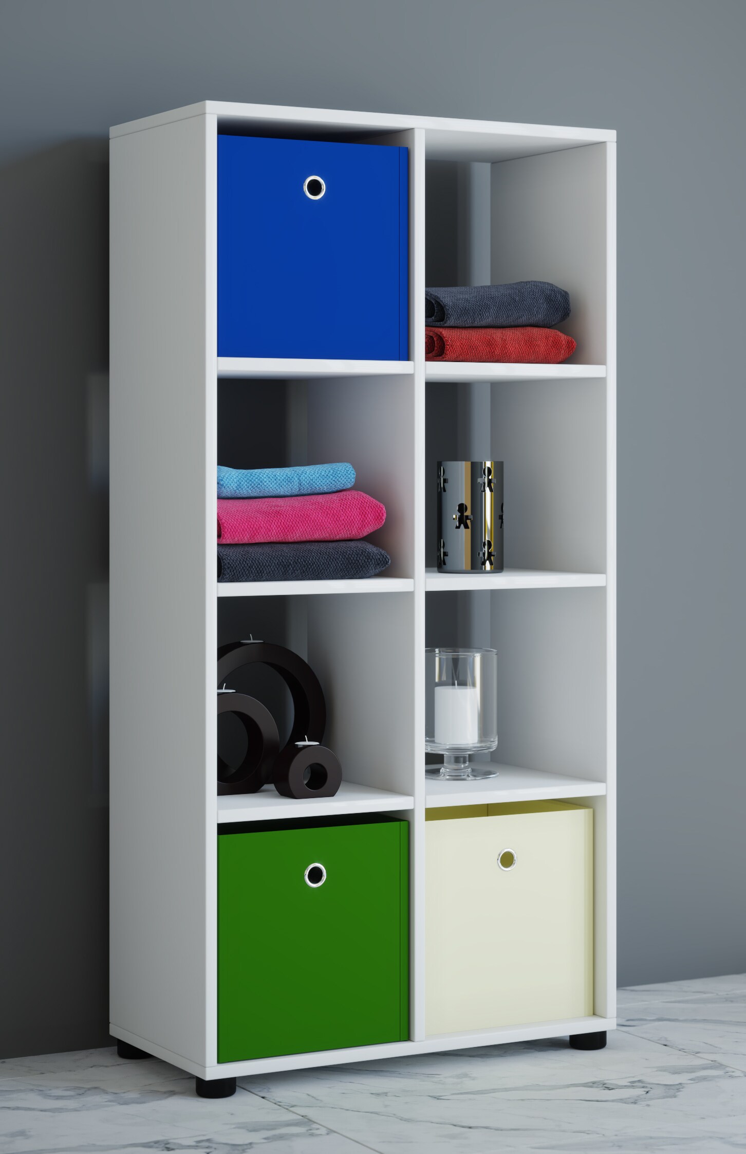VCM Holz Badmöbel Midischrank Badregal Badschrank Badezimmer Raumteiler Benos-2x4