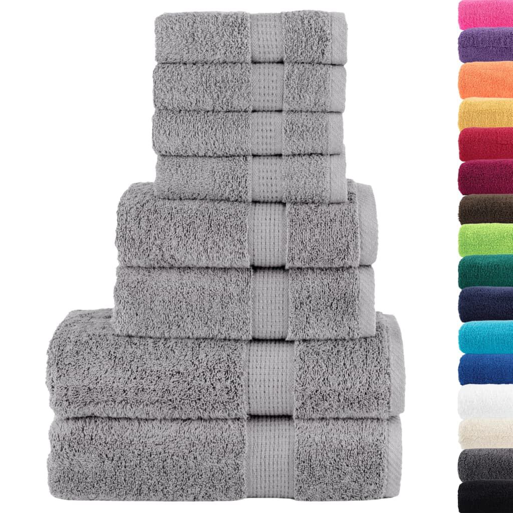 vidaXL 8-delige Premium Handdoekenset SOLUND Grijs 600 g/cm²