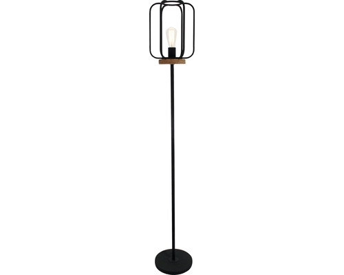Staande lamp, 1-lichts, HxØ 163x25 cm, Tosh, zwart/antiek/bruin, met voetschakelaar