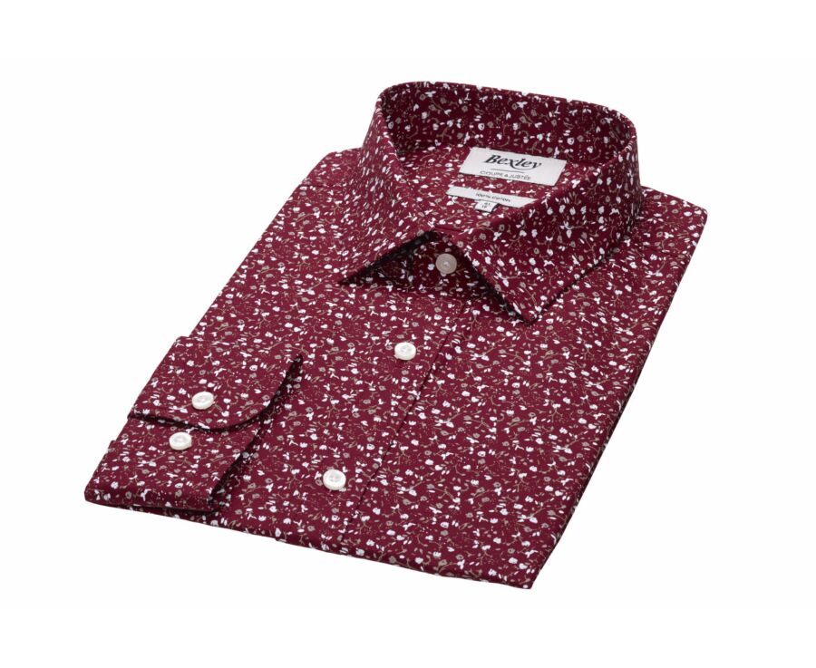Chemise Rouge Sombre imprimée motif Taupe - MÉDÉRIC