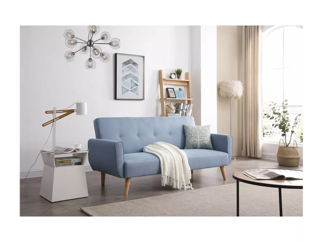 Canapé scandinave convertible 3 places bleu BERLIN