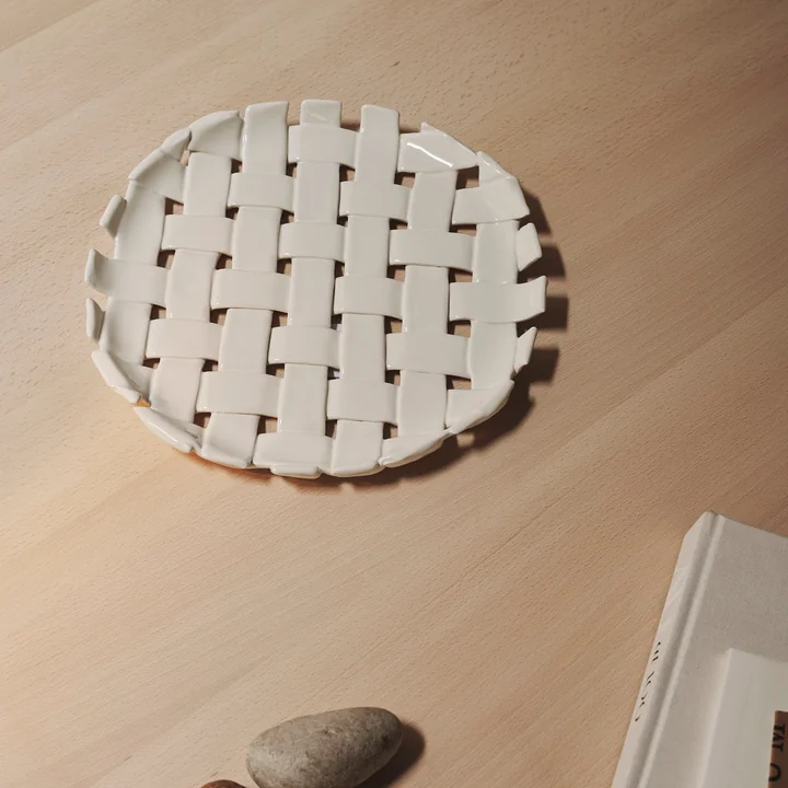 Ferm Living - Plait Servierplatte, emerald green