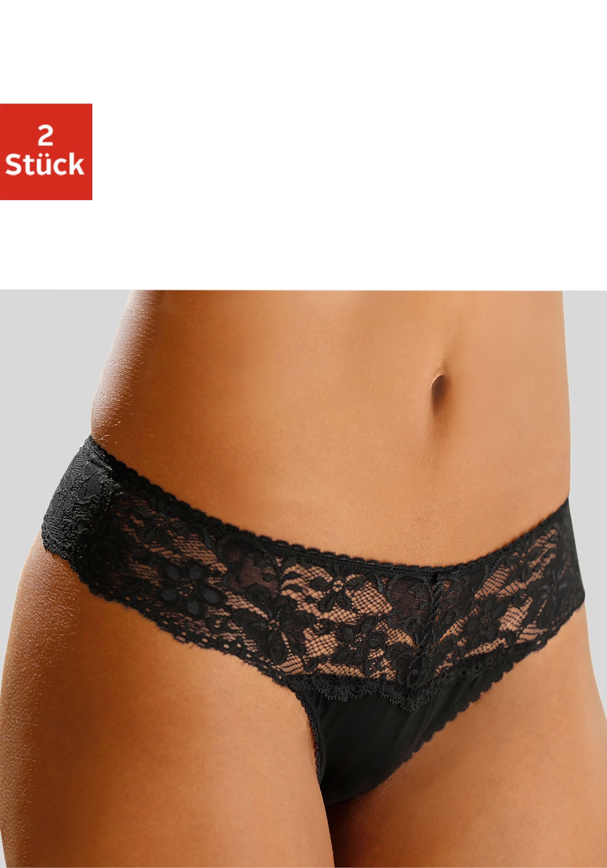 Nuance String, 2 Stk. Dessous mit breitem Spitzenband