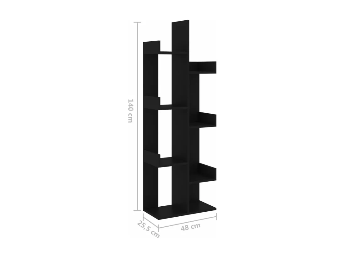 Bibliothèque Noir 48x25,5x140 cm Aggloméré