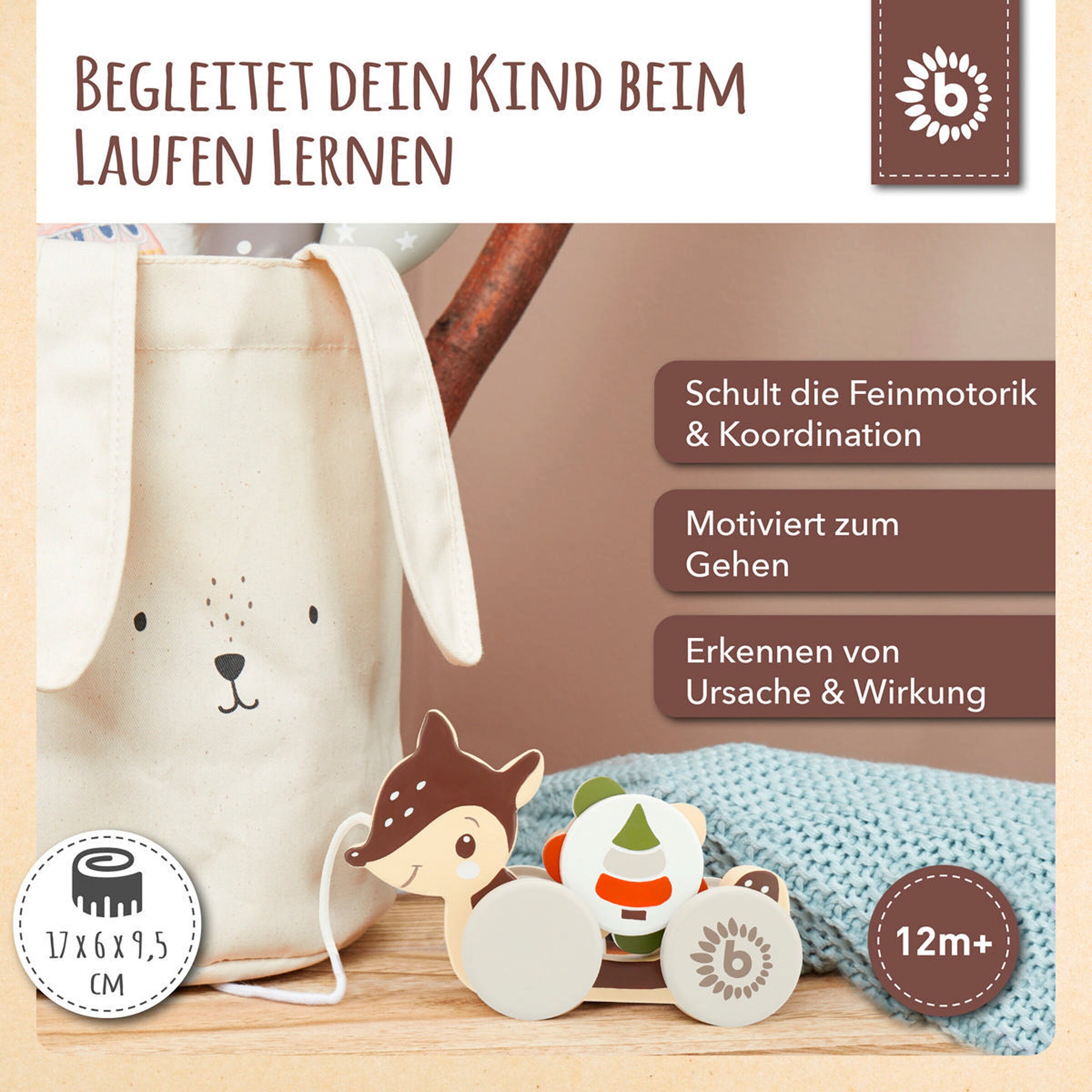 Bieco Nachziehspielzeug Holz Reh - ab 12 Monate Braun