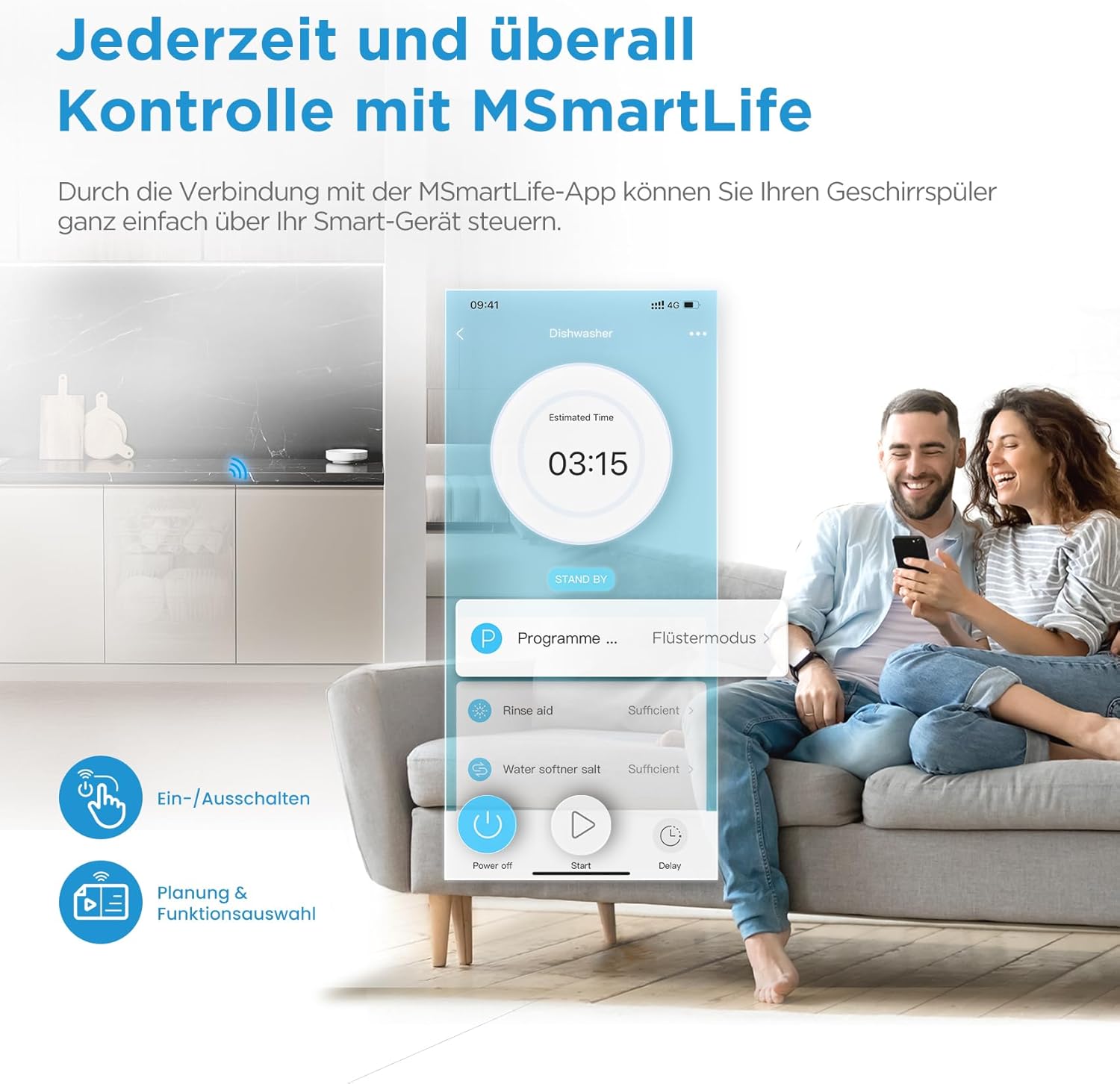Midea MDWEB1014K Spülmaschine Vollintegriert 45 cm, 10 Maßgedecke, 8 Programme, Verstellbarer Oberkorb, LED Display, Halbe Ladung, Startverzögerung, Geschirrspüler Einbaugerät mit WIFI