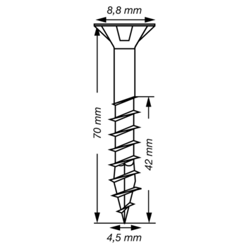 Spax schroef T-Star Plus geel 4,5x70 mm 50 stuks