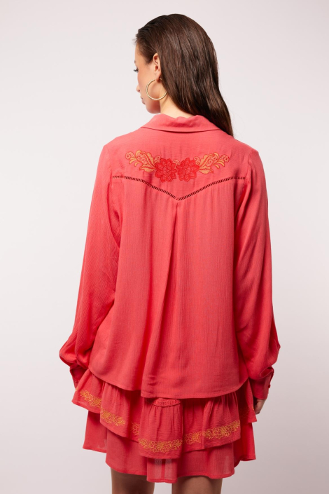 Fluresk roze dames blouse