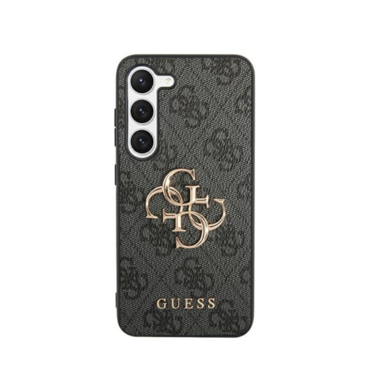 Samsung Galaxy S24 Leder Hardcase Hülle 4G Big Metal Logo (GUHCS24S4GMGGR) - Schwarz / Gold