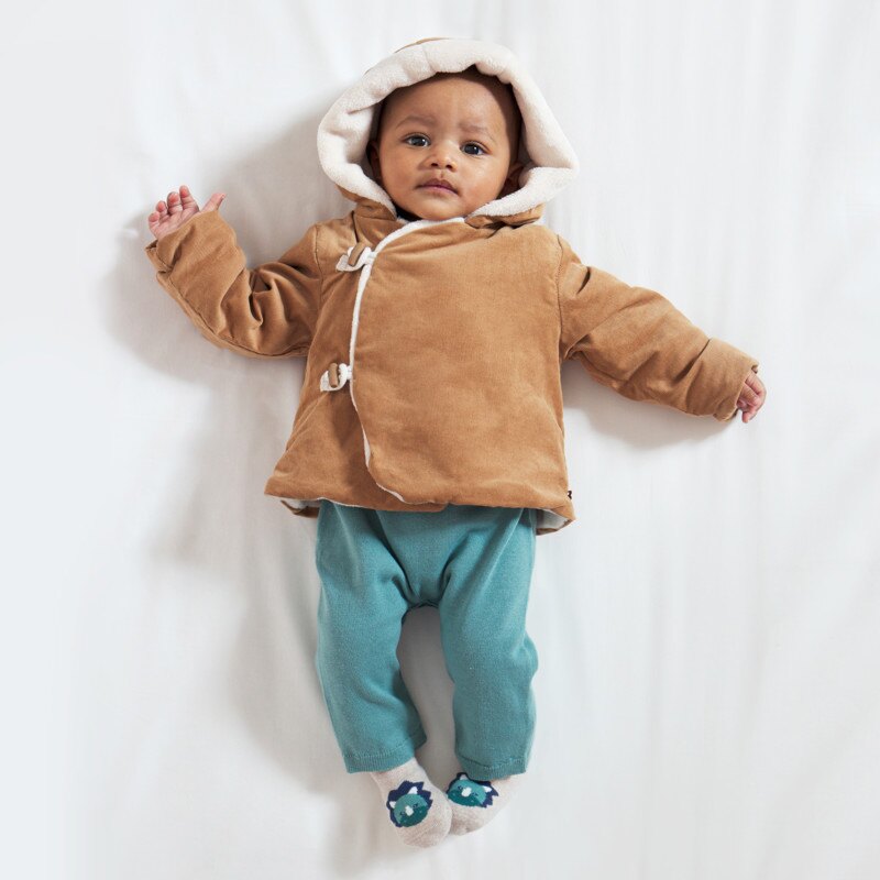 Veste chaude velours doublure sherpa marron naissance Marron