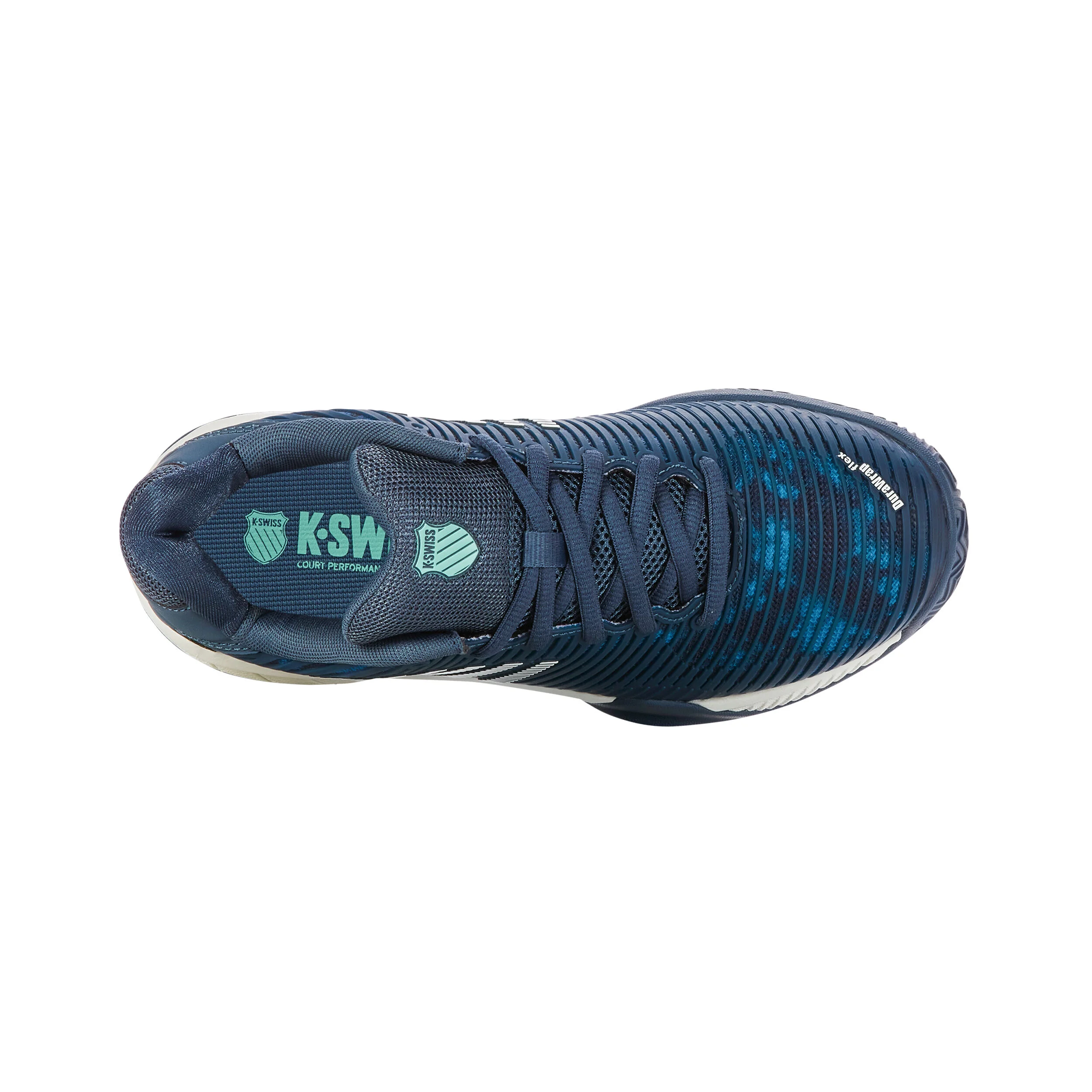 K-Swiss Hypercourt Express 2 Chaussure Terre Battue Enfants - Bleu Petrol, Blanc