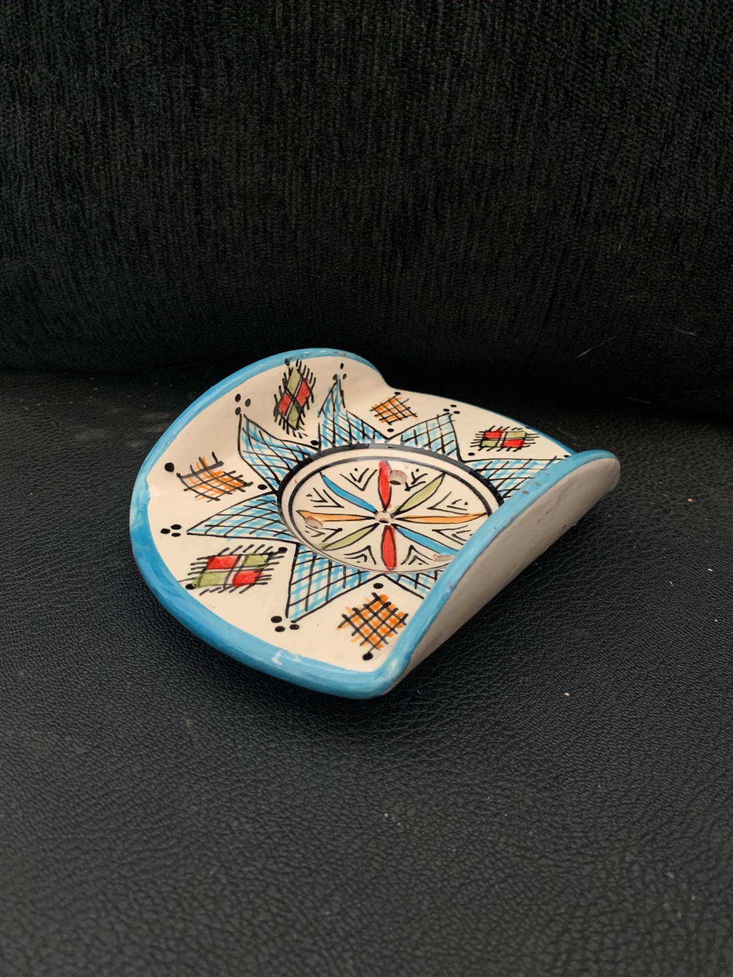 Keramik-Seifenschale, blau, multicolor, B 10 cm, L 13 cm, H 4 cm von fischer's lagerhaus