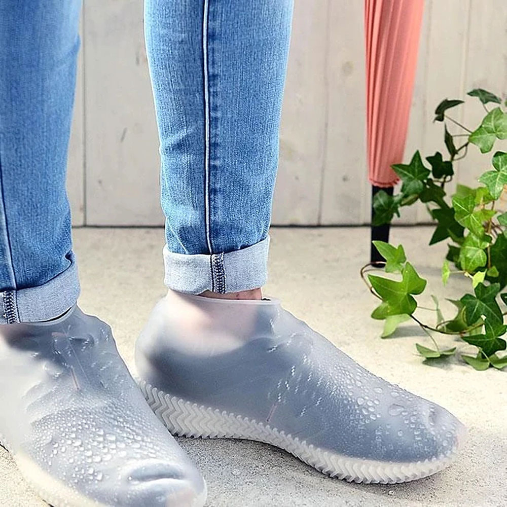 (1 Paar) Gr. L Wiederverwendbare Silikon Schuhabdeckung Schuhüberzug Wasserabweisend (Gr. 38-41) - Pink