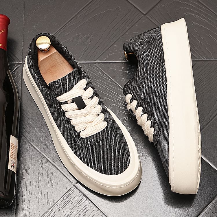 Mr Ozera - Canvas veterschoenen met platform