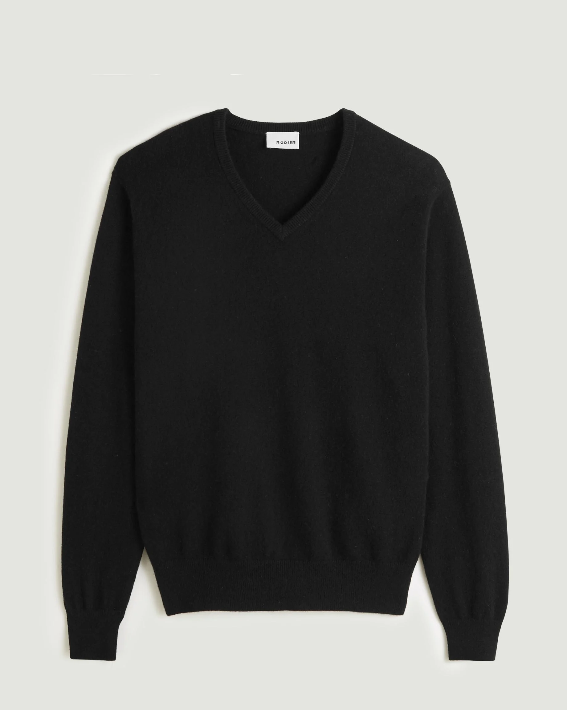 Pull homme col v en cachemire 2 fils | Noir