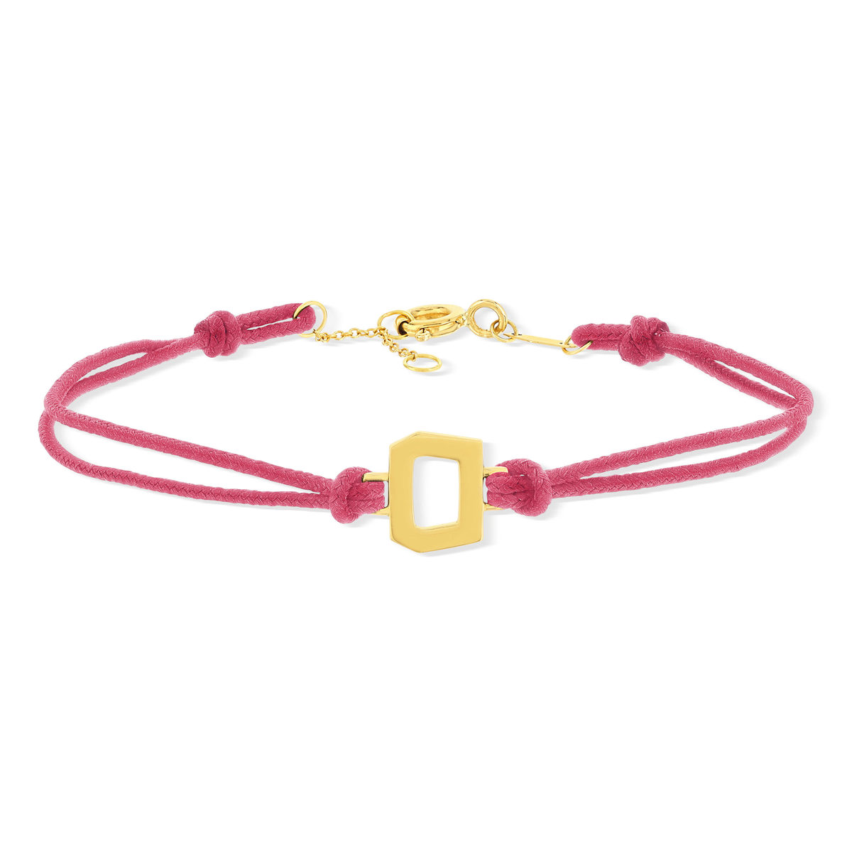 Bracelet boucle or recyclé 750 jaune double cordon rose 18cm