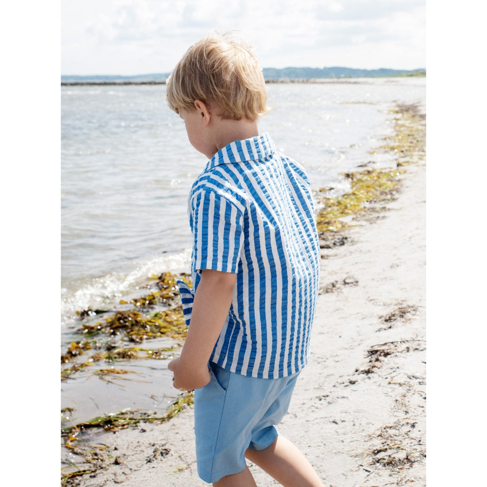 Køb Serendipity Azur Stripe Kort Sleeve Skjorte