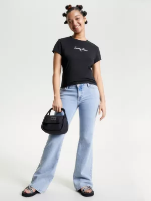 Camiseta de malha slim fit com logo essencial