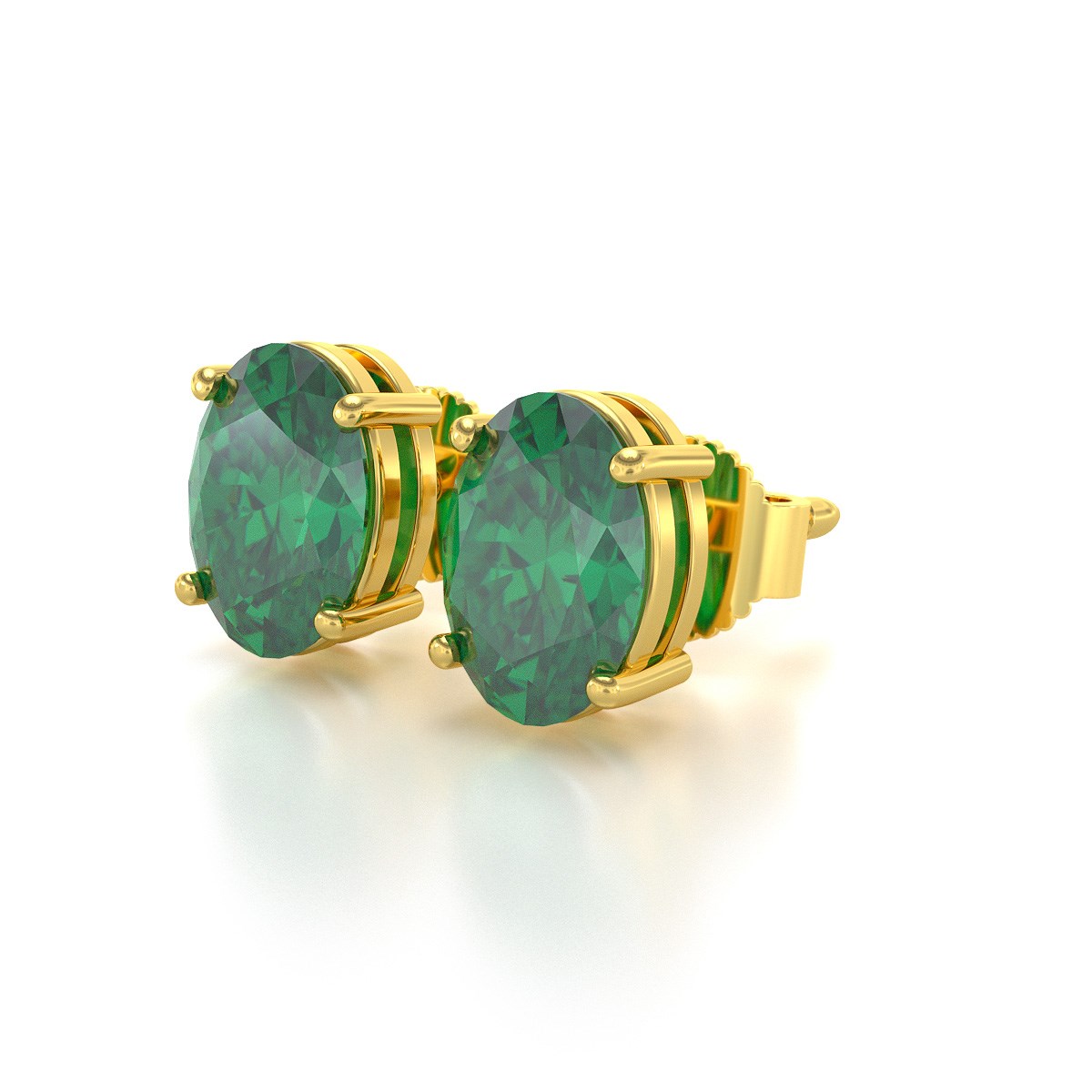 Boucles d'oreilles ADEN Or 585 Jaune et Emeraude forme Ovale 1.6grs