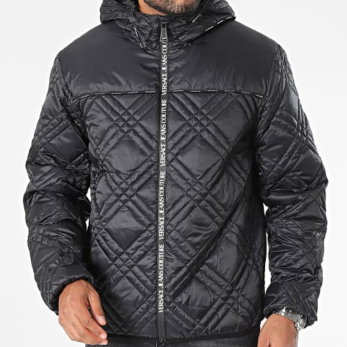 Doudoune Capuche Logo Piping 75GAUD03 Noir