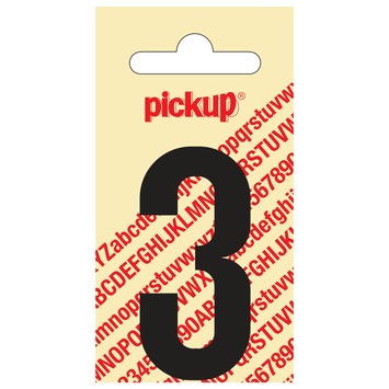 Pickup plakcijfer 3 60 mm zwart