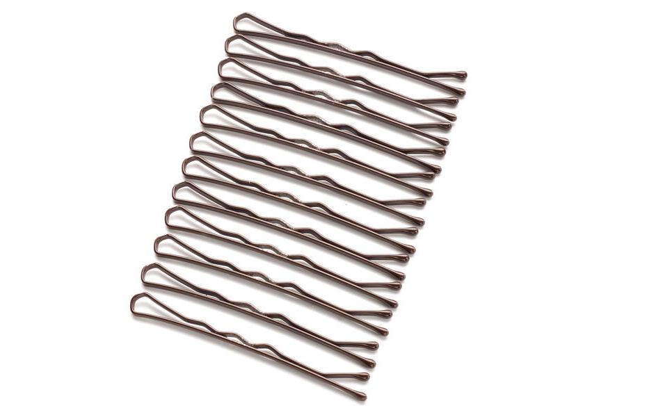 Haarspange Bobbypin 4 cm 12 Stück, gewellt, BraunHaarspange für Alltagsfrisuren