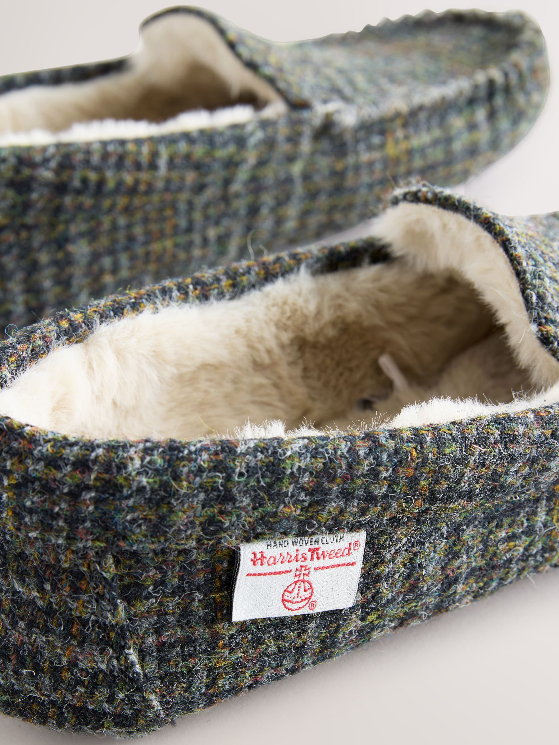 Marineblauw - Signature Harris Tweed Moccasin Slippers