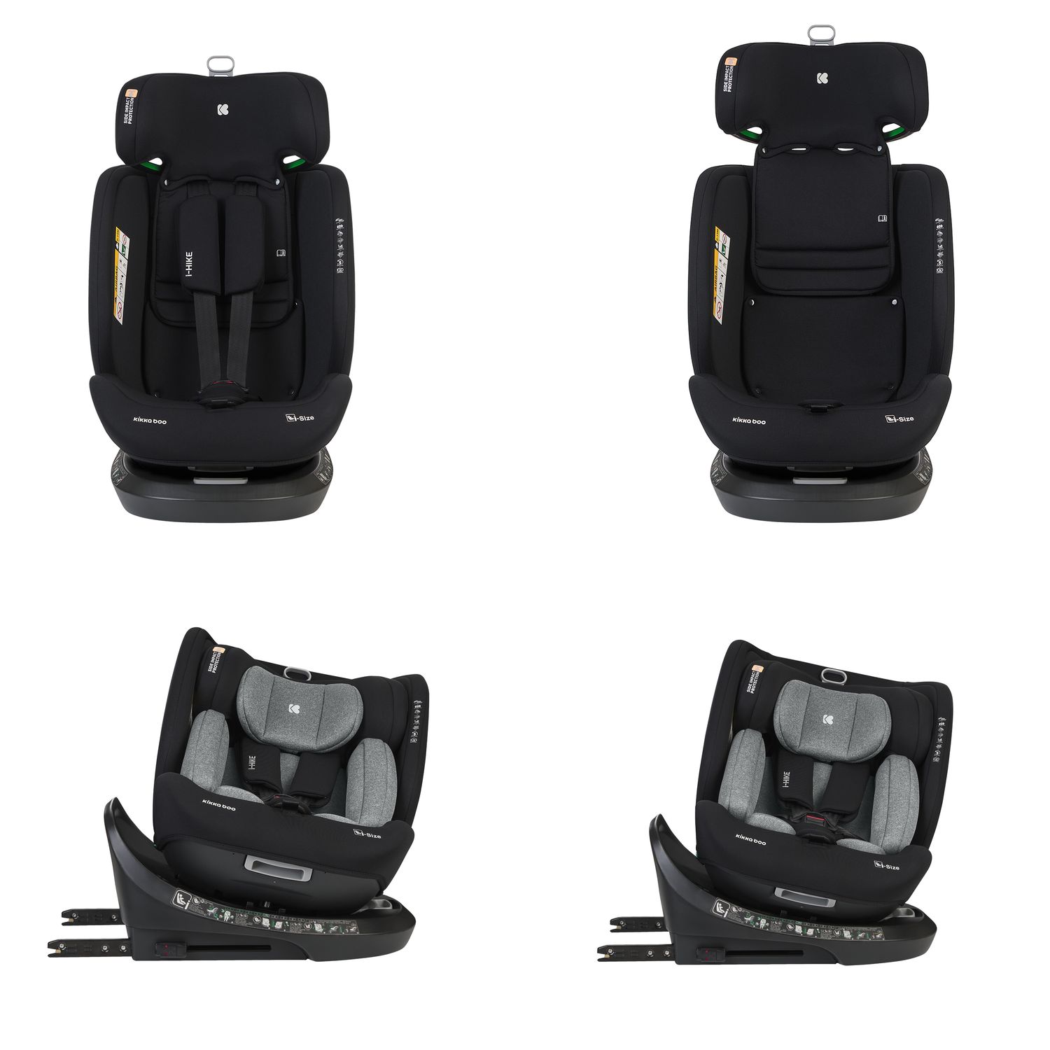 Kikkaboo i-Size Kindersitz i-Hike (40-150 cm) Isofix, 360° drehbar, verstellbar dunkelgrau