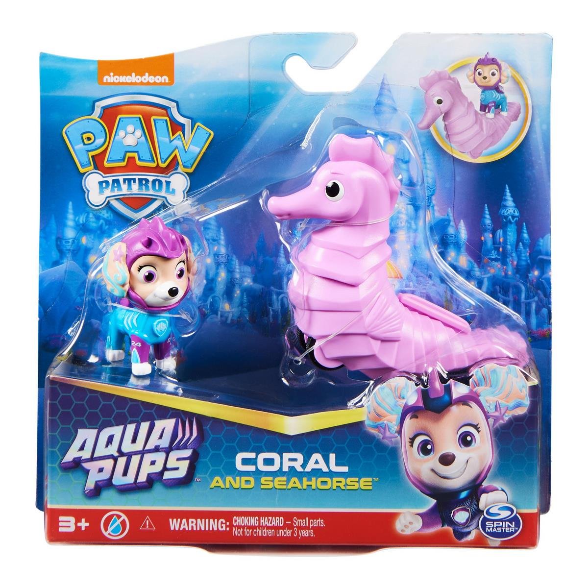 Pack de 2 figurines chiot et créature sous-marines - Aqua Pup La Pat Patrouille
