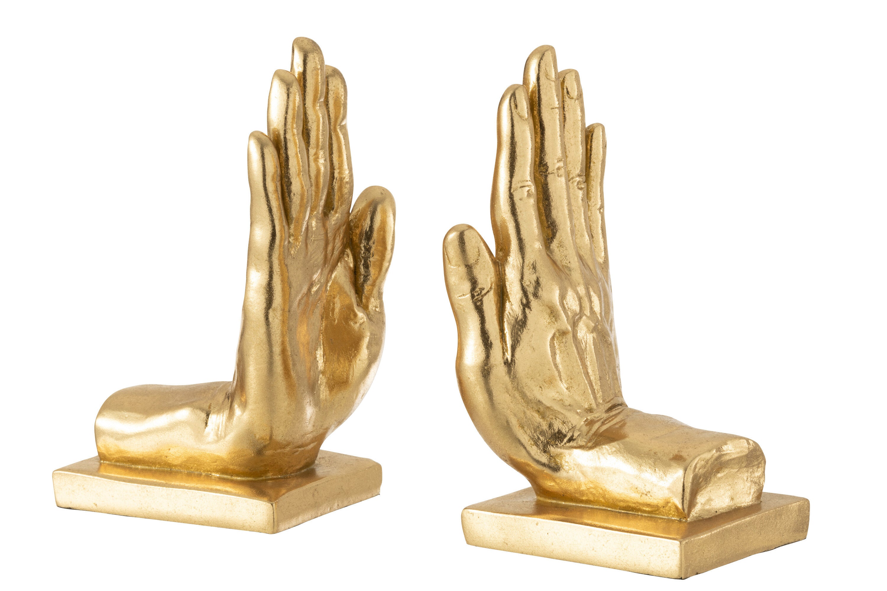 J-Line boekensteun Handen - polyresin - goud -  2 stuks