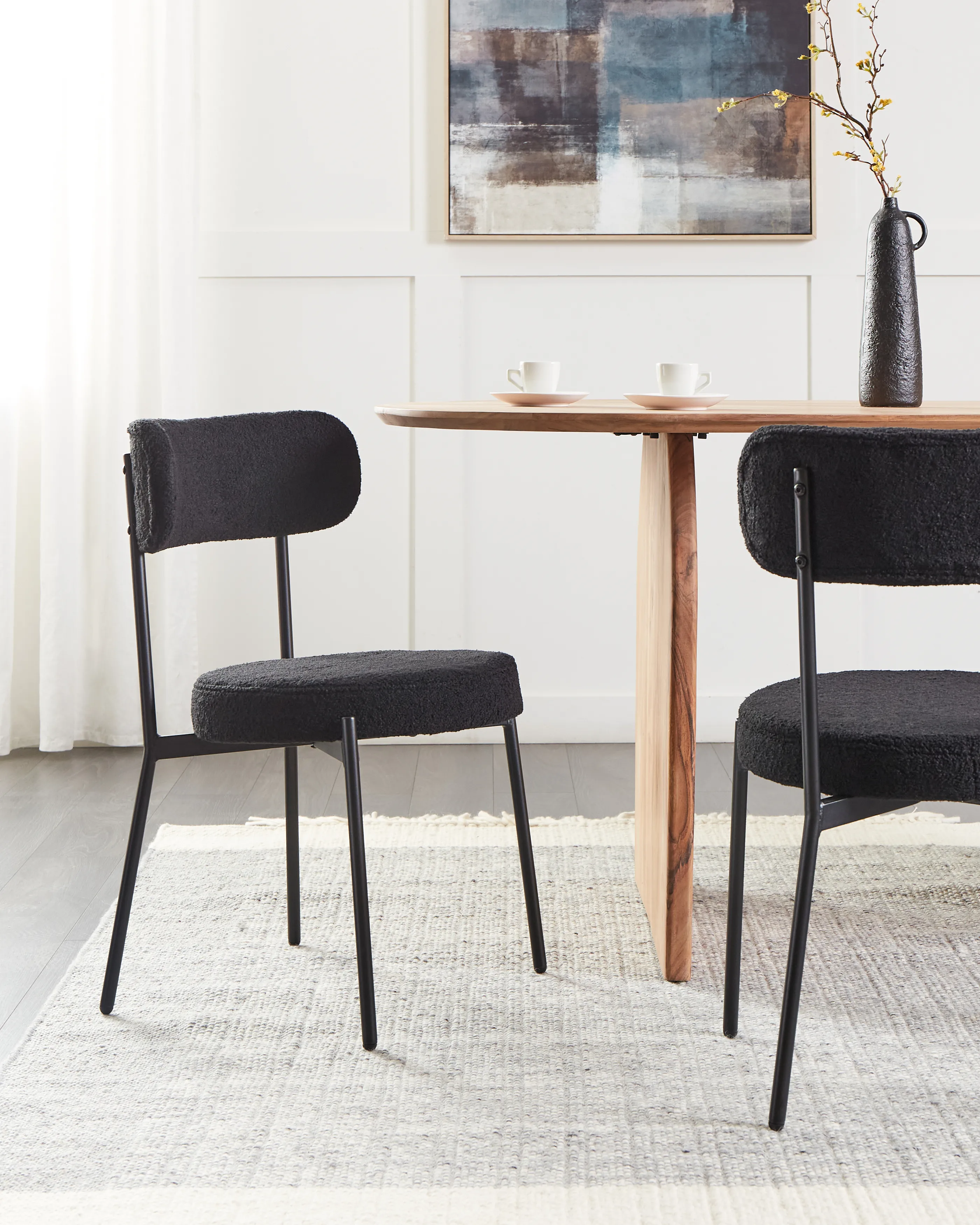 Set van 2 eetkamerstoelen ALLISON Bouclé Zwart