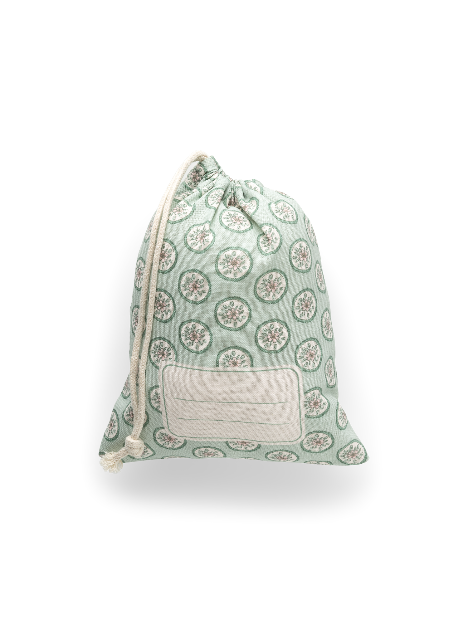 Stofpose med mærkat | Bomuld. 25 x 20 cm. | Dusty Green