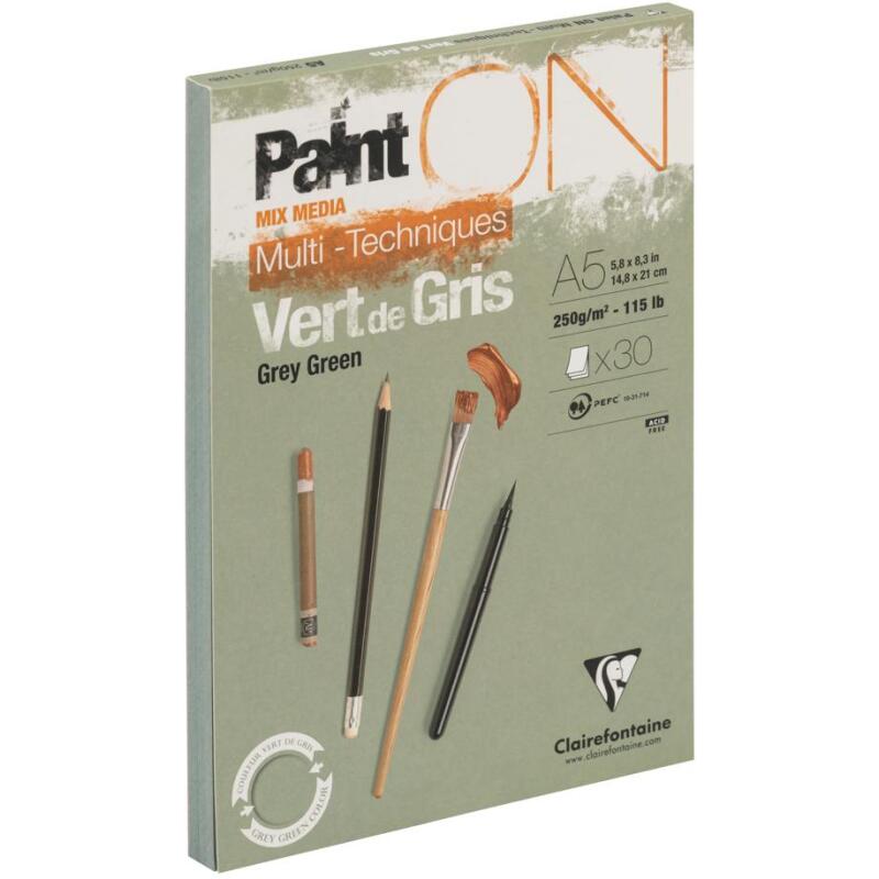 PaintON Vert de Gris bloc collé 30F A5 250g - Vert de gris