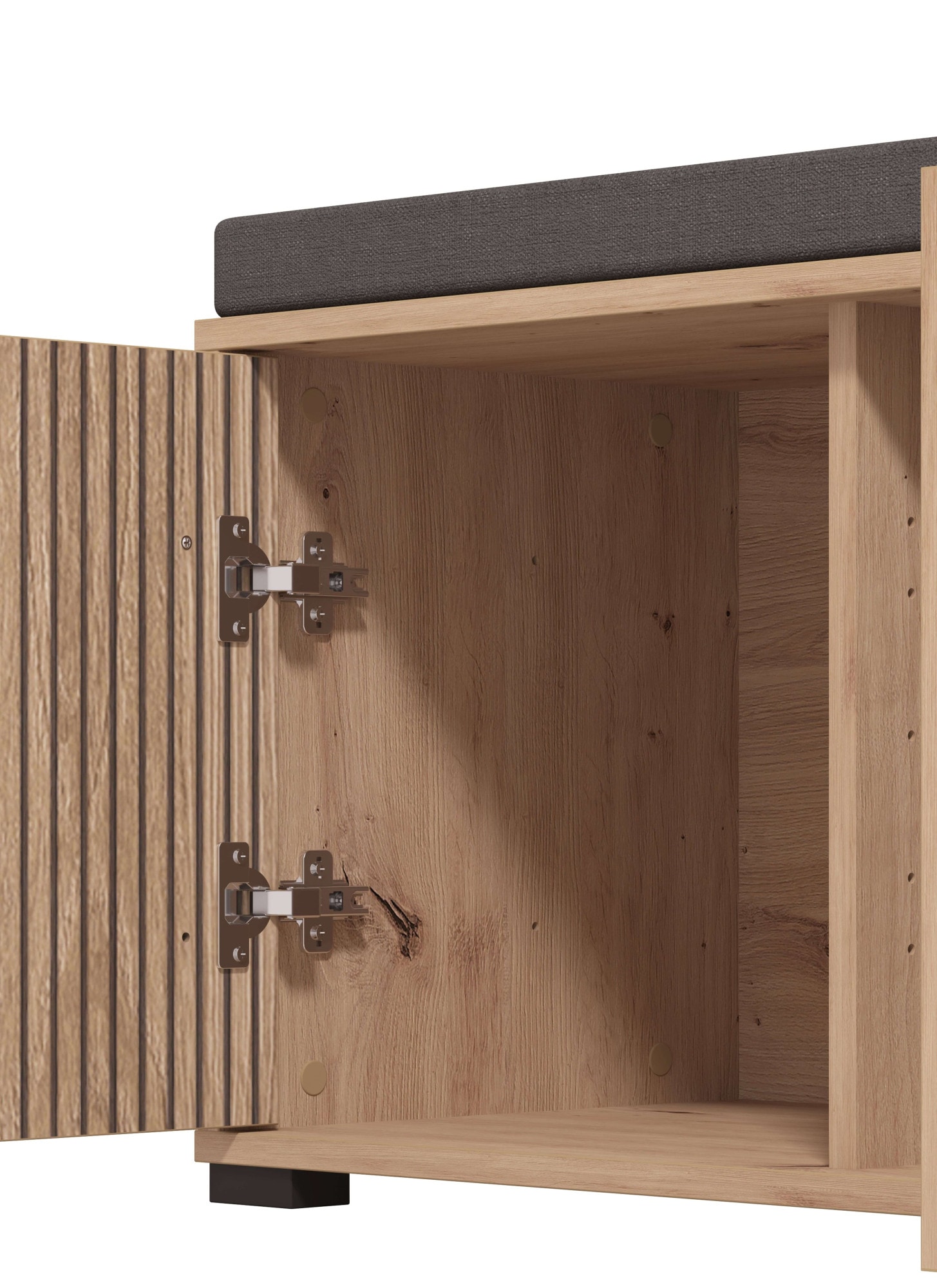 INOSIGN Schuhbank »Landes, Schuhschrank, Schuhregal, Schuhtruhe, Breite 80 cm« mit Sitzkissen und zwei geschlossenen Fächern, in Artisan Eiche